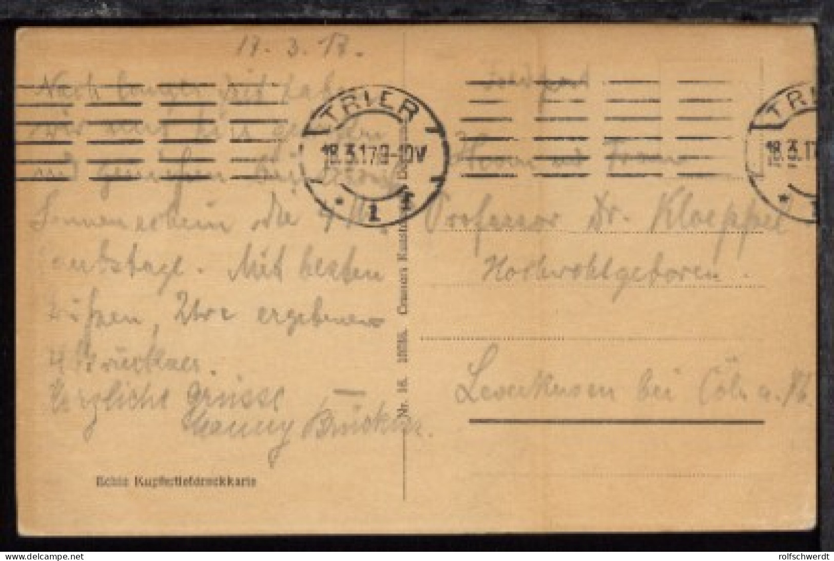 TRIER *1f 18.3.17 (6 Unterbrochene Striche) Auf FP-AK - Maschinenstempel (EMA)