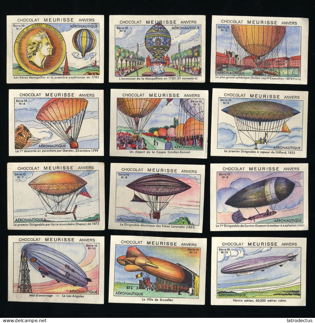 Meurisse - Ca 1930 - 10 - Aéronautique, Aeronautics, Balloon, Zeppelin - Full Serie - Other & Unclassified