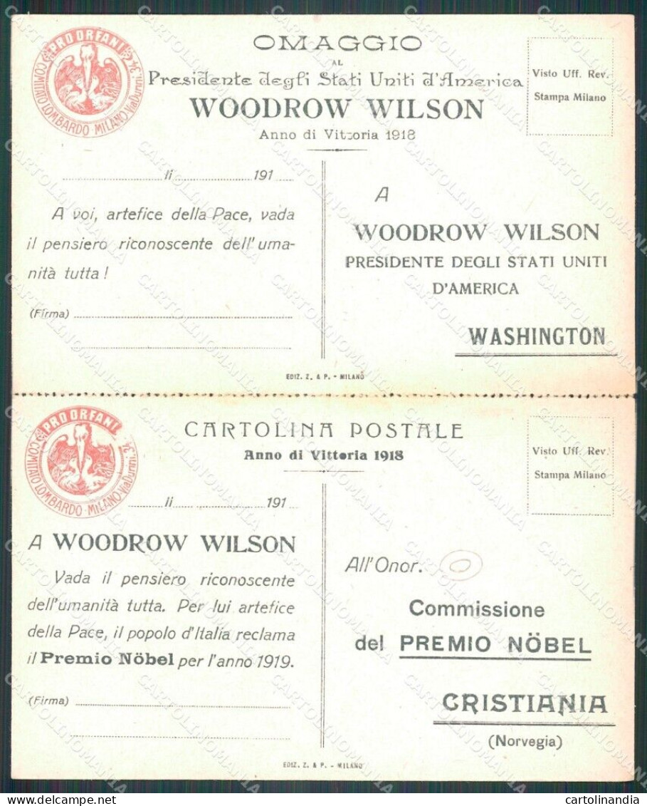 President Woodrow Wilson USA D'Annunzio TEAR Doppia Postcard Cartolina QT5966 - Other & Unclassified