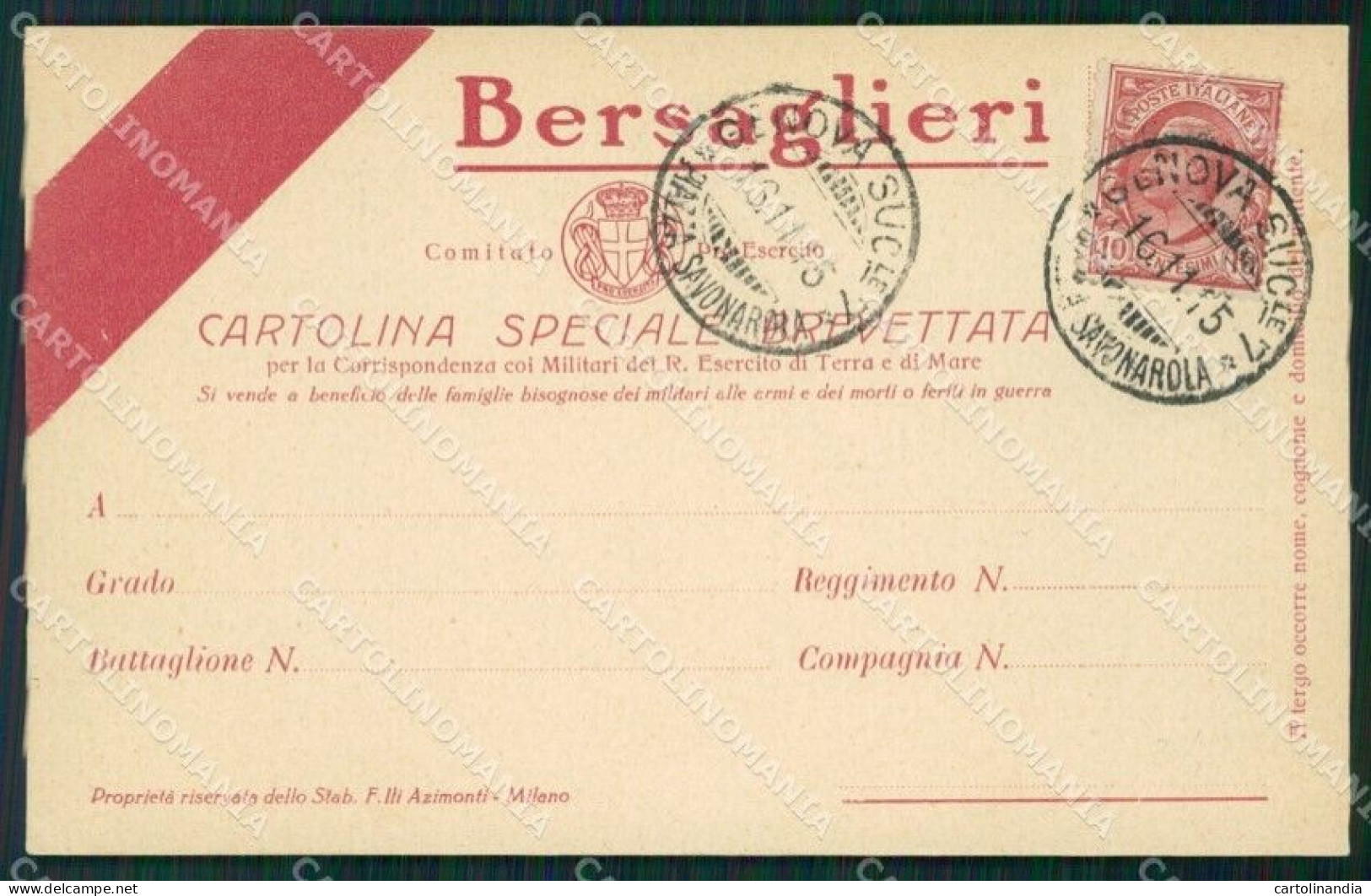 Militari Bersaglieri Cartolina QT5640 - Other & Unclassified