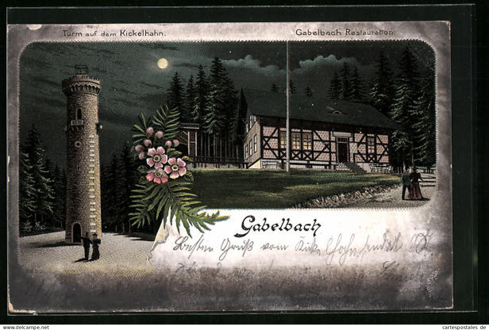 Lithographie Ilmenau, Gabelbach Restaurant, Turm Auf Kickelhahn  - Ilmenau