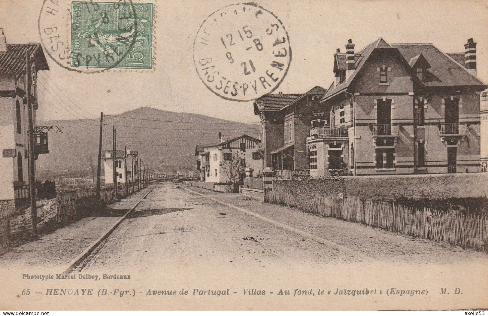 Hendaye 64 (10166) Avenue De Portugal " Villas Au Fond, Le Jaïzquibel" (Espagne) - Hendaye