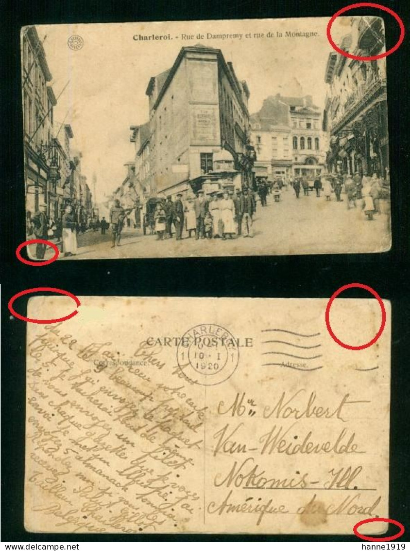 Charleroi Rue De Dampremy Et Rue De La Montange 1920 Charleroy Htje - Charleroi