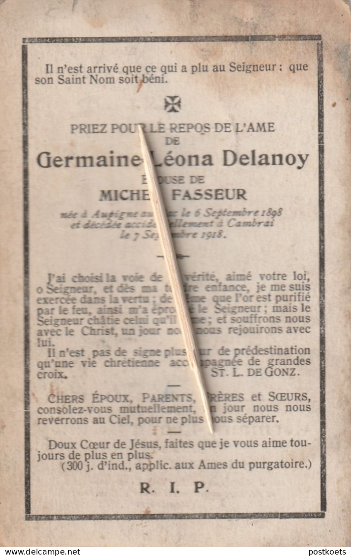 Aupigne Au Bac, Cambrai, 1918, Germaine Delanoy, Fasseur - Imágenes Religiosas