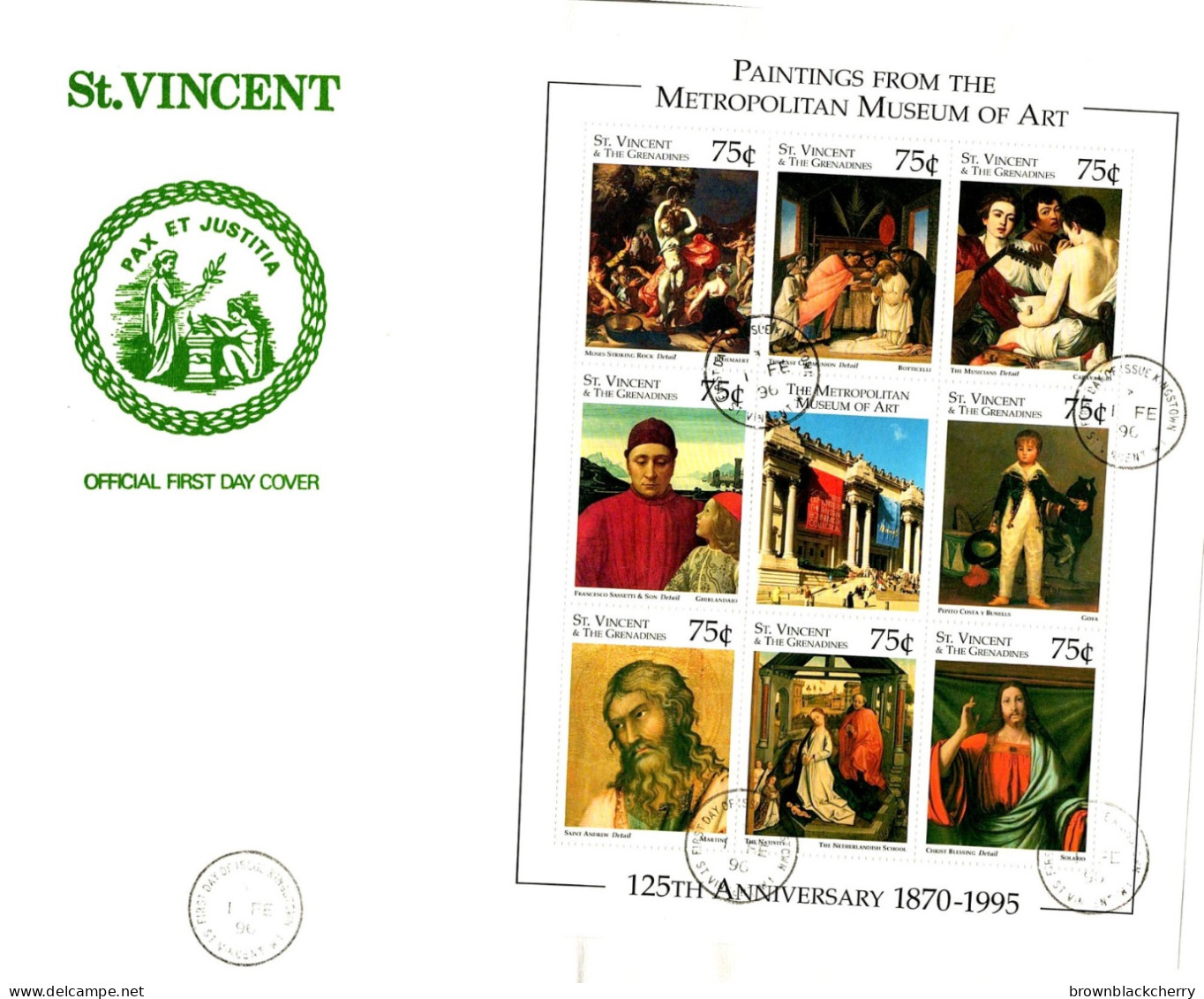 St Vincent Official Fdc / Theme Christ Christian Christianity St Andrew Painting Art Museum Religion - Cristianismo