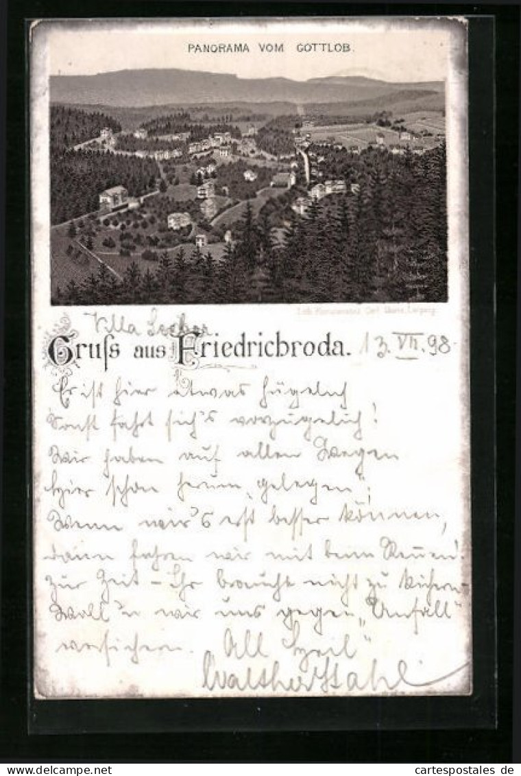 Lithographie Friedrichroda, Panorama Vom Gottlob  - Friedrichroda