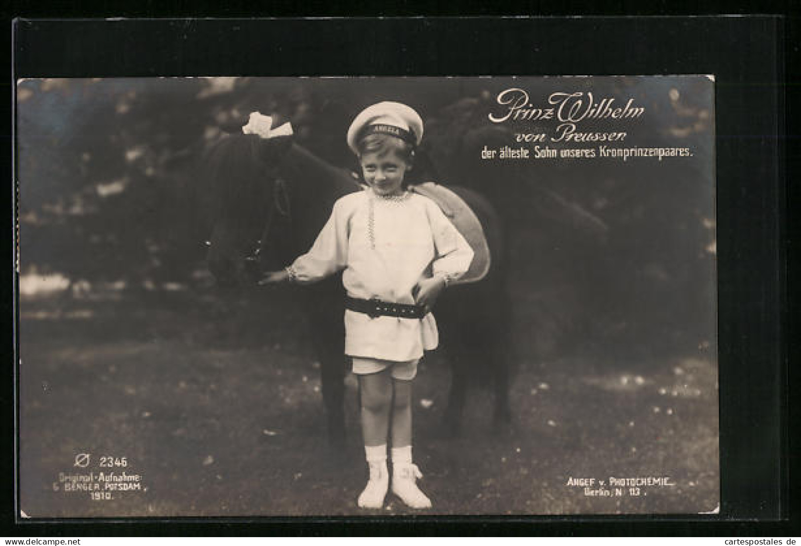 AK Prinz Wilhelm Von Preussen Im Marineoutfit Mit Pony  - Royal Families