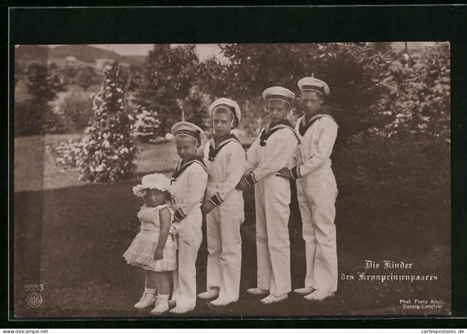 AK Die Kinder Des Kronprinzenpaares Wilhelm Von Preussen In Matrosenuniform Mit Mützenband S. M. S. Kronprinz  - Königshäuser