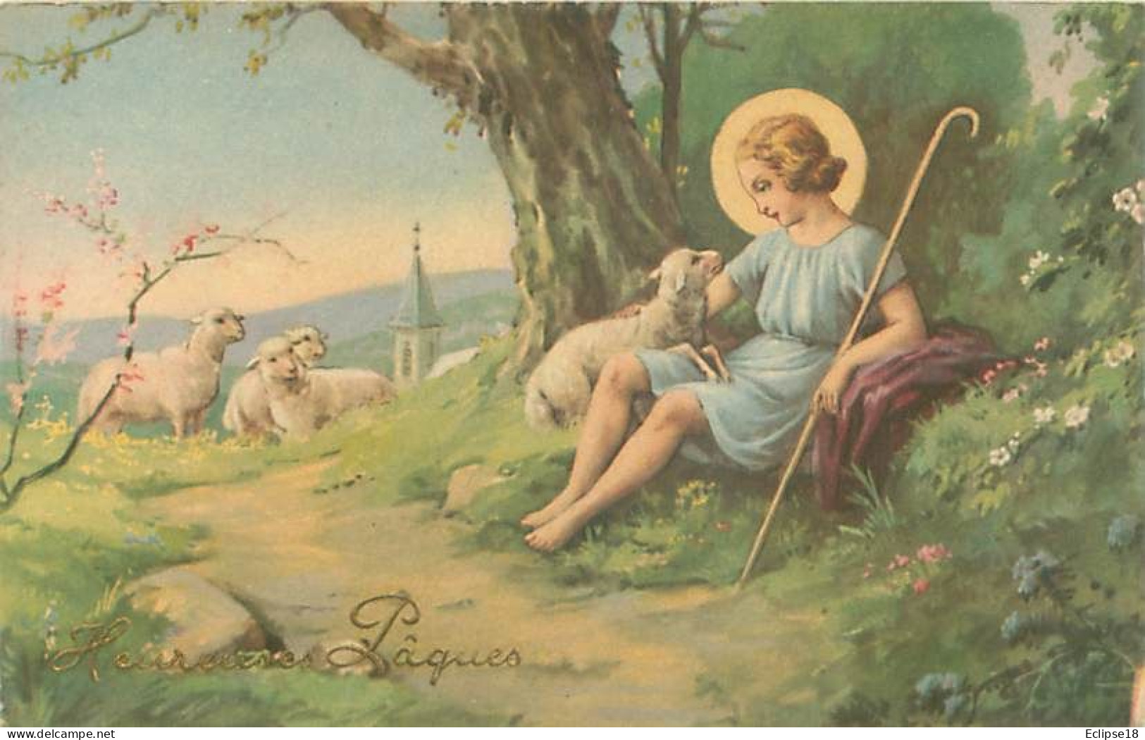 Joyeuses Paques - Jesus Berger Moutons     Q 2548 - Easter