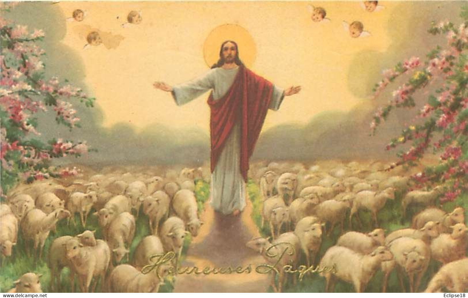 Joyeuses Paques - Jesus Berger Moutons     Q 2548 - Pâques