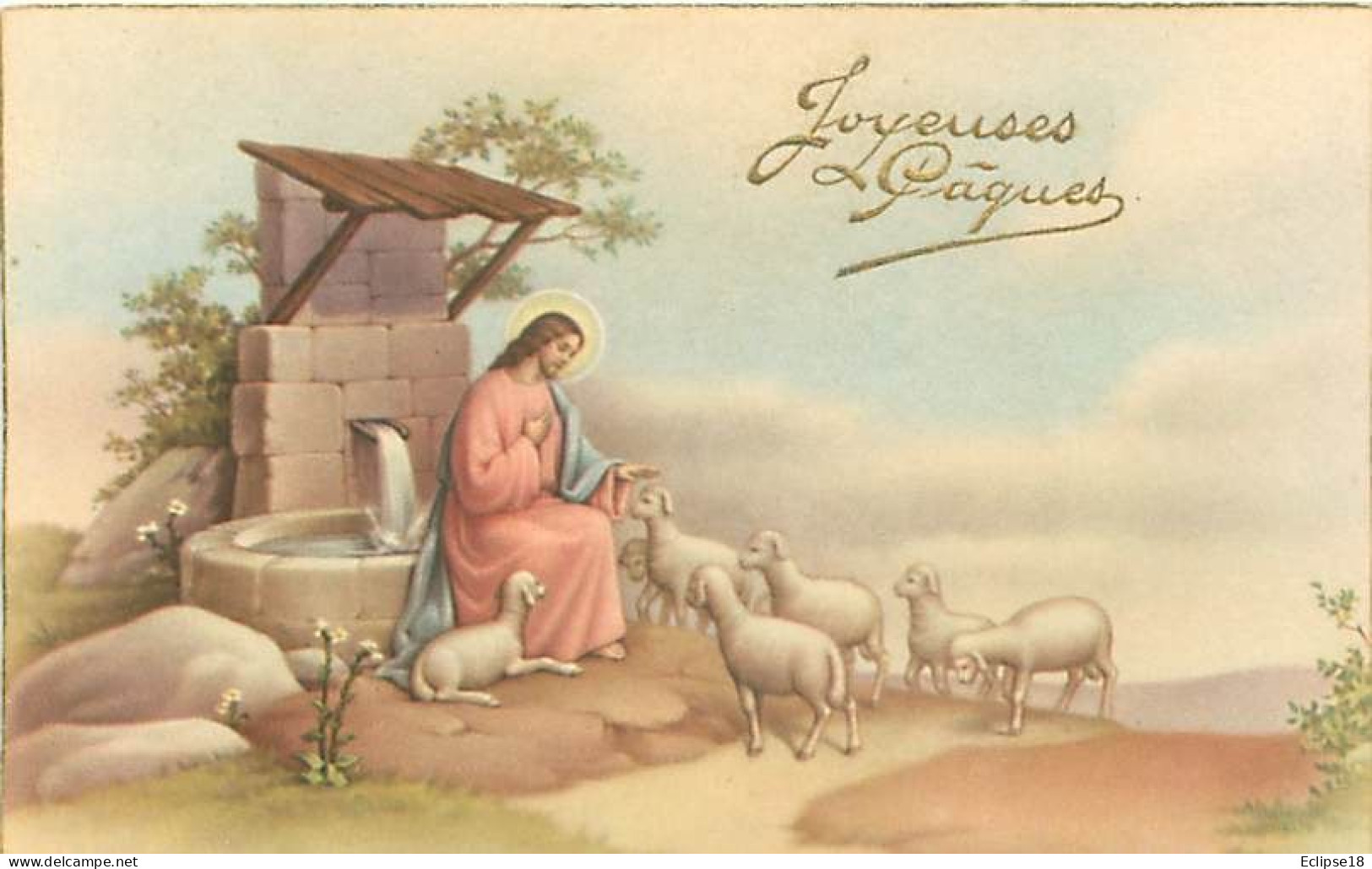 Joyeuses Paques -  Jesus Berger Moutons     Q 2549 - Pasen