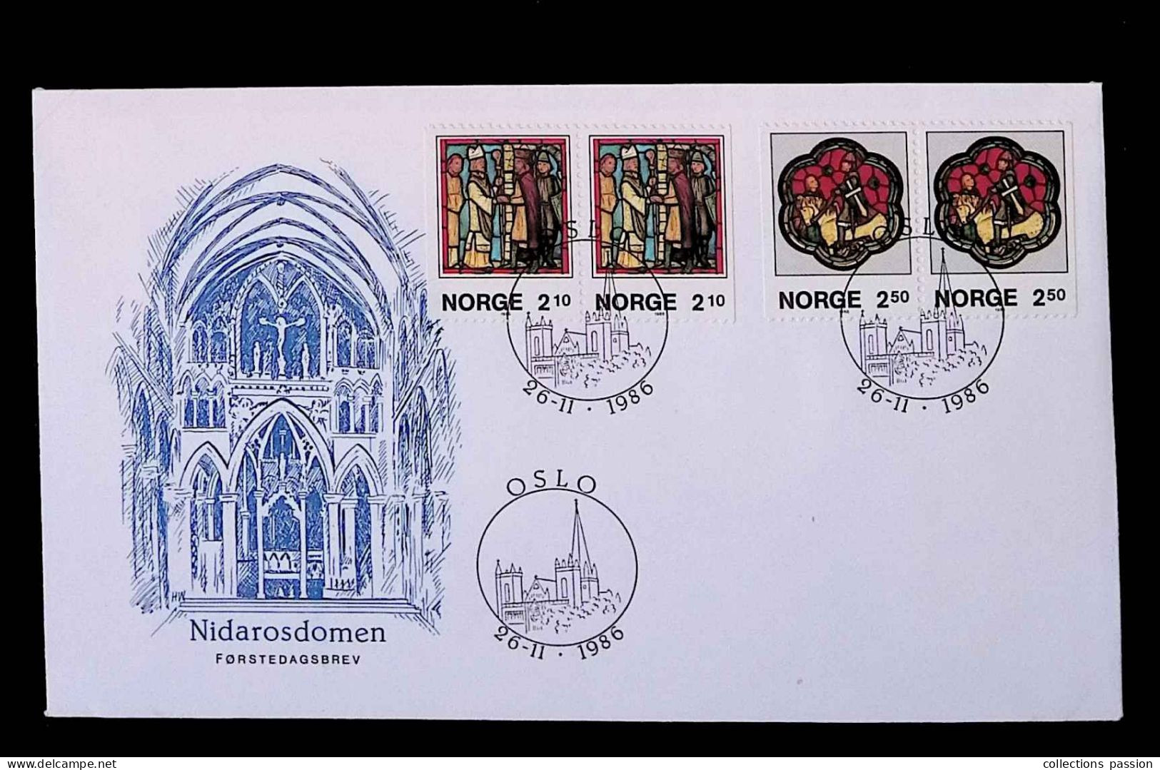 CL, FDC, Premier Jour, Forstedagsbrev, Norvége, Norge, Oslo, 26-11-1986, Nidarosdomen, 915-916 - FDC