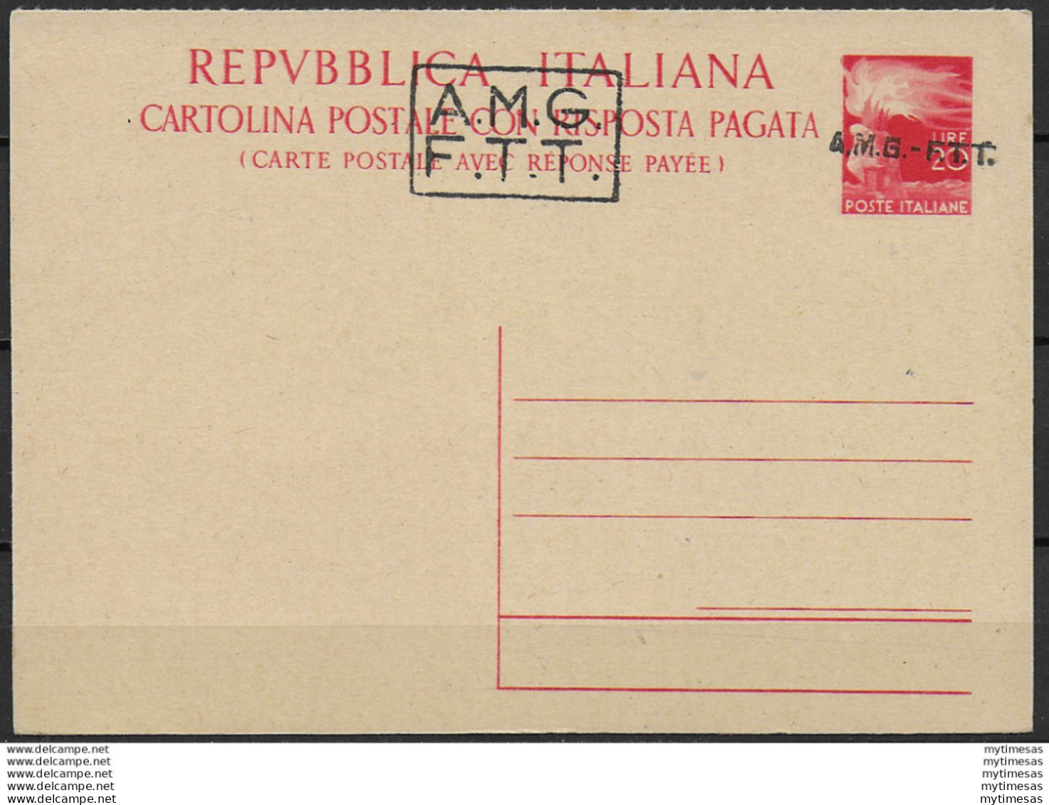 1948 Trieste A Cartolina Postale Lire 20 Filagrano N. C8BaD - Ganzsachen