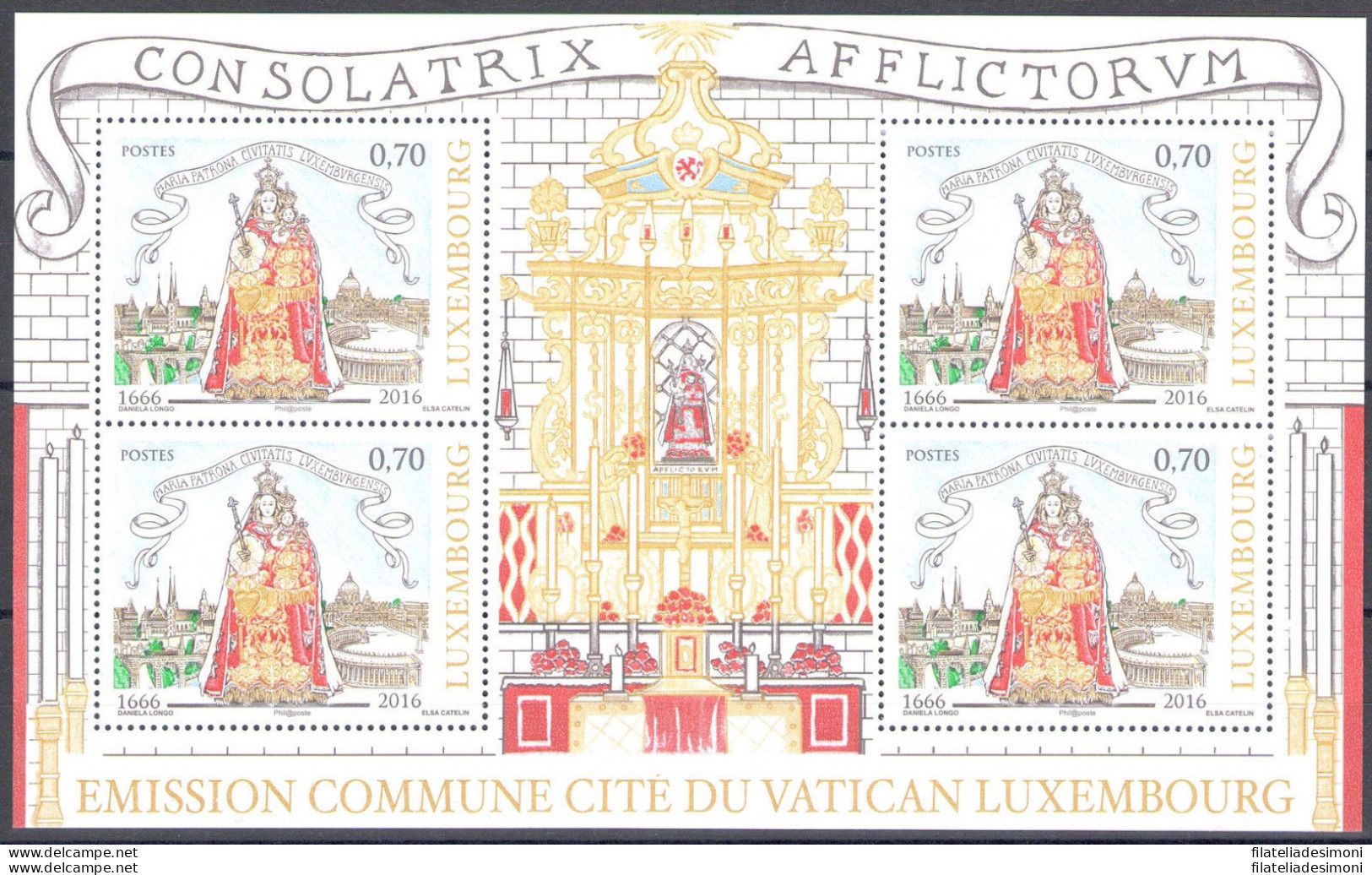 2016 Lussemburgo,   Emissione Congiunta Con Vaticano MNH ** - Gemeinschaftsausgaben