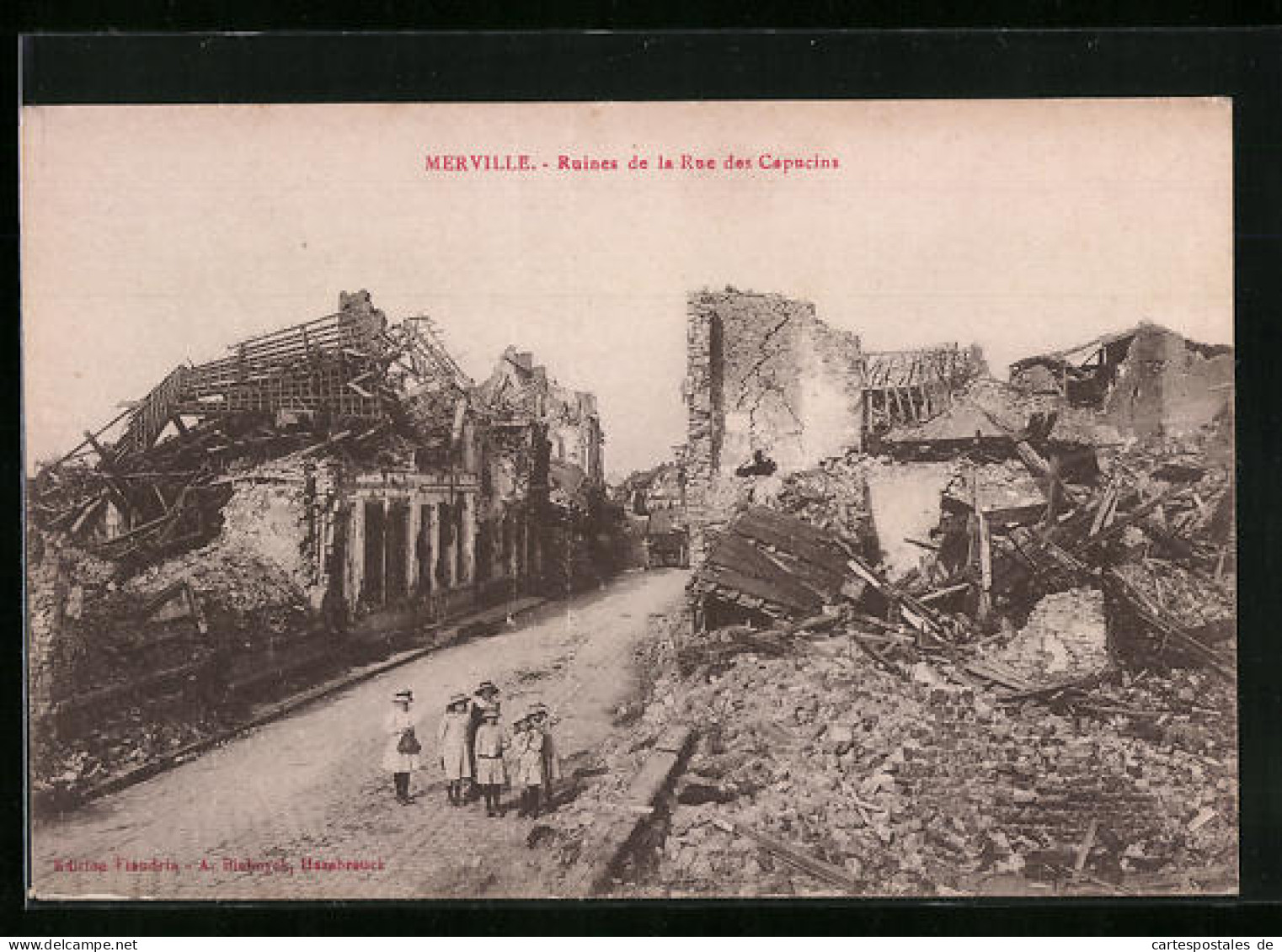 CPA Merville, Ruines De La Rue Des Capucins  - Merville