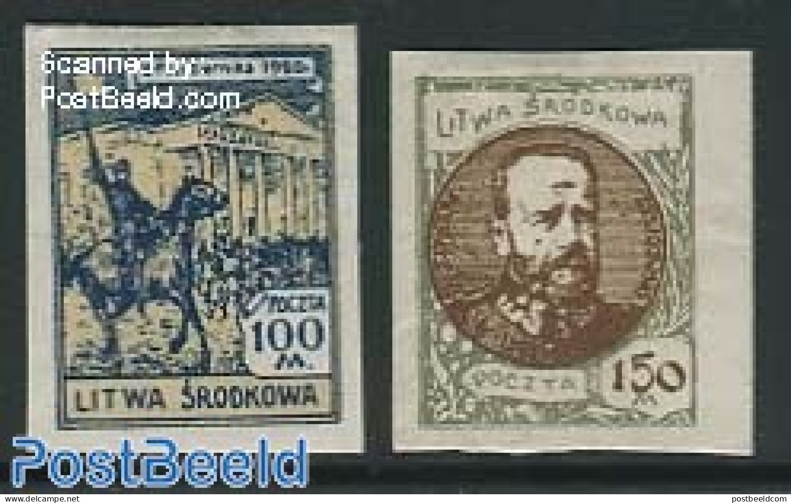 Lithuania 1921 Central Lithuania, First Anniversary 2v Imperforat, Mint NH, Nature - Horses - Litauen