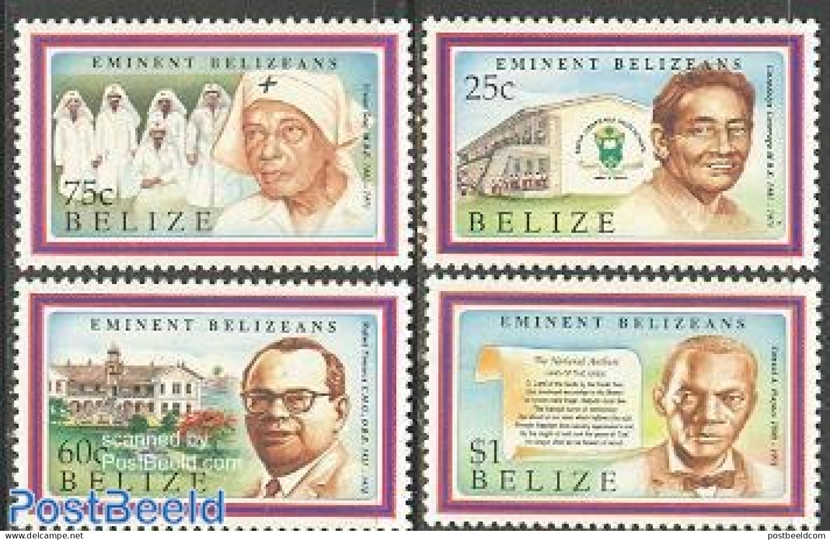 Belize/British Honduras 1992 Famous Persons 4v, Mint NH - Honduras Británica (...-1970)