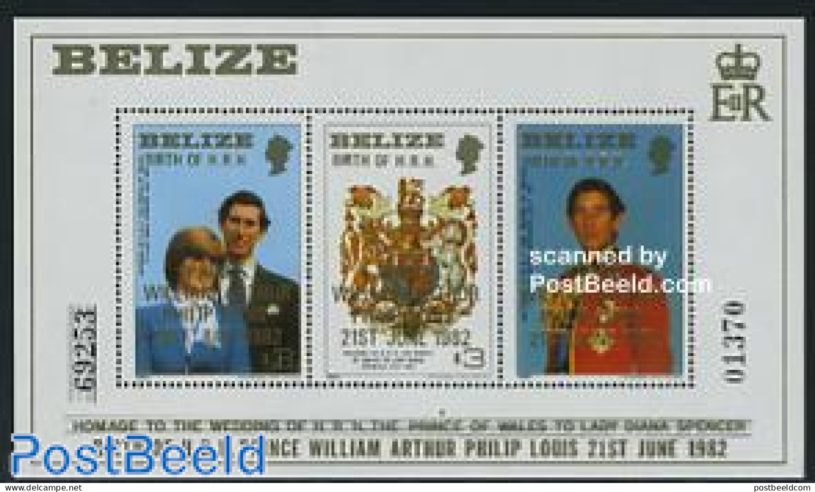 Belize/British Honduras 1982 Royal Baby S/s, Mint NH, History - Charles & Diana - Kings & Queens (Royalty) - Familles Royales