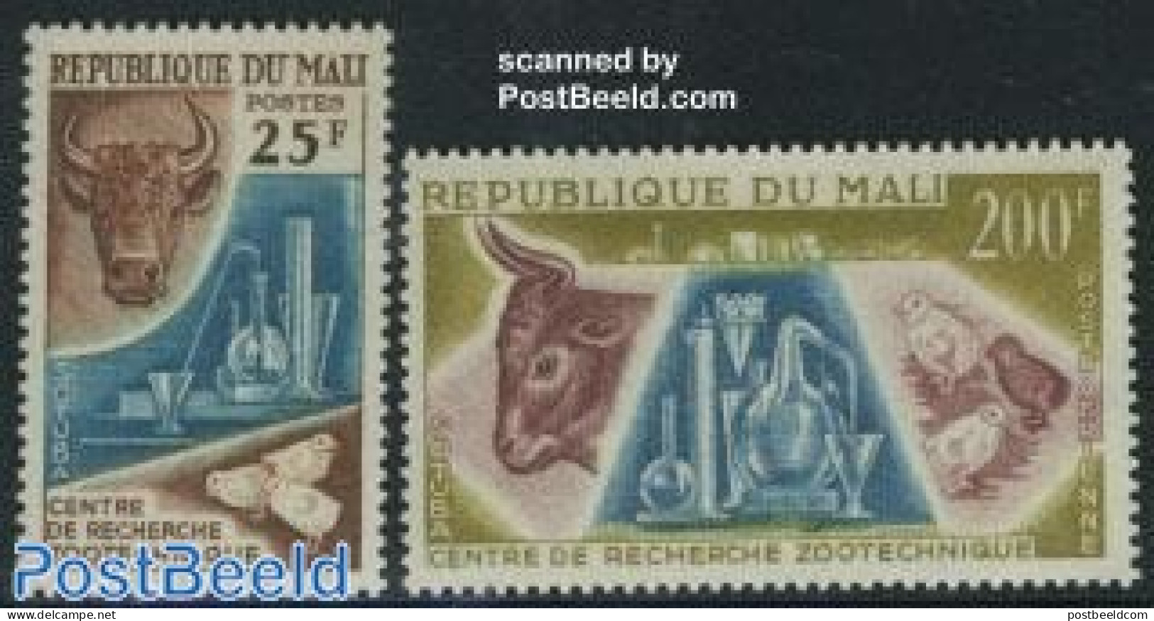 Mali 1963 Zoologic Technical Service 2v, Mint NH, Nature - Science - Animals (others & Mixed) - Birds - Cattle - Chemi.. - Chemie