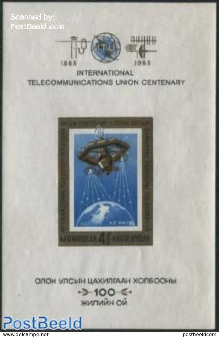 Mongolia 1965 I.T.U. S/s Imperforated, Mint NH, Science - Transport - Various - Telecommunication - Space Exploration .. - Télécom