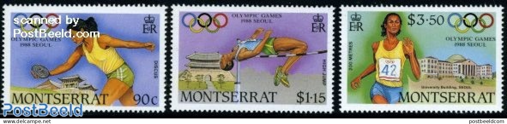 Montserrat 1988 Olympic Games 3v, Mint NH, Sport - Athletics - Olympic Games - Atletica