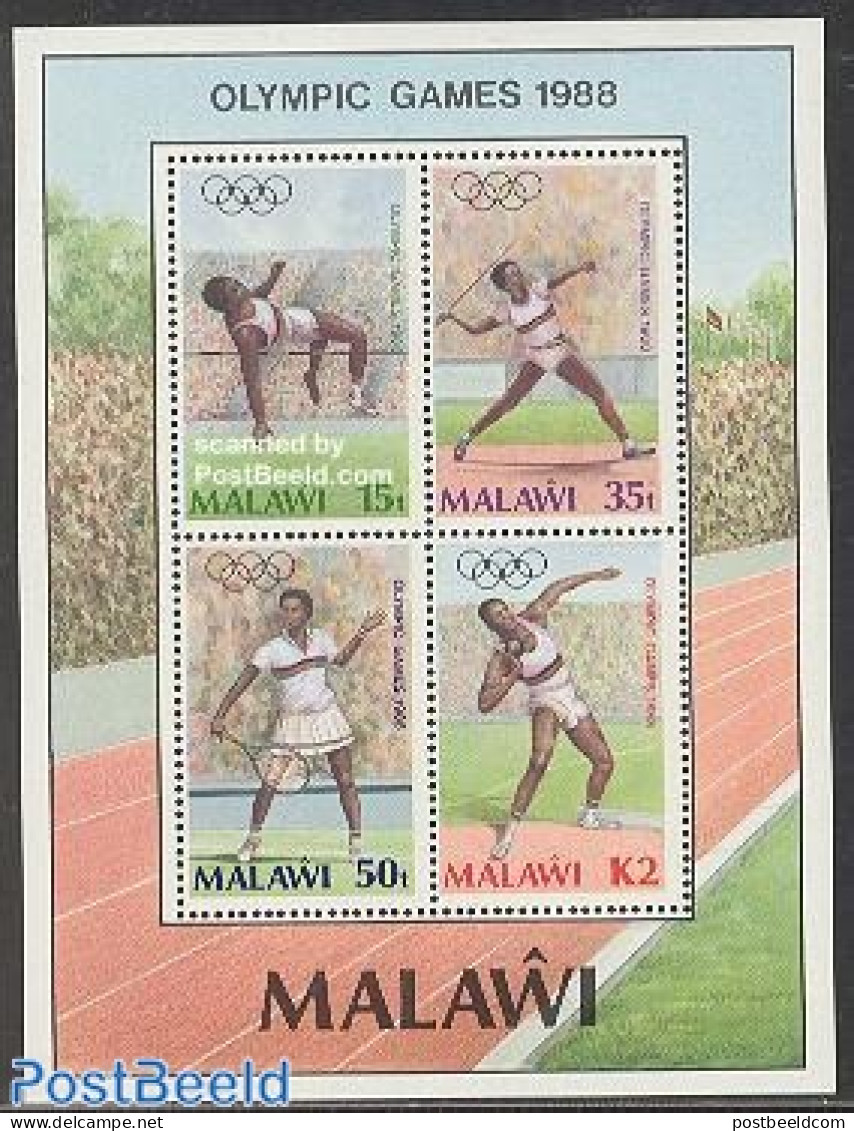 Malawi 1988 Olympic Games Seoul S/s, Mint NH, Sport - Athletics - Olympic Games - Tennis - Athletics