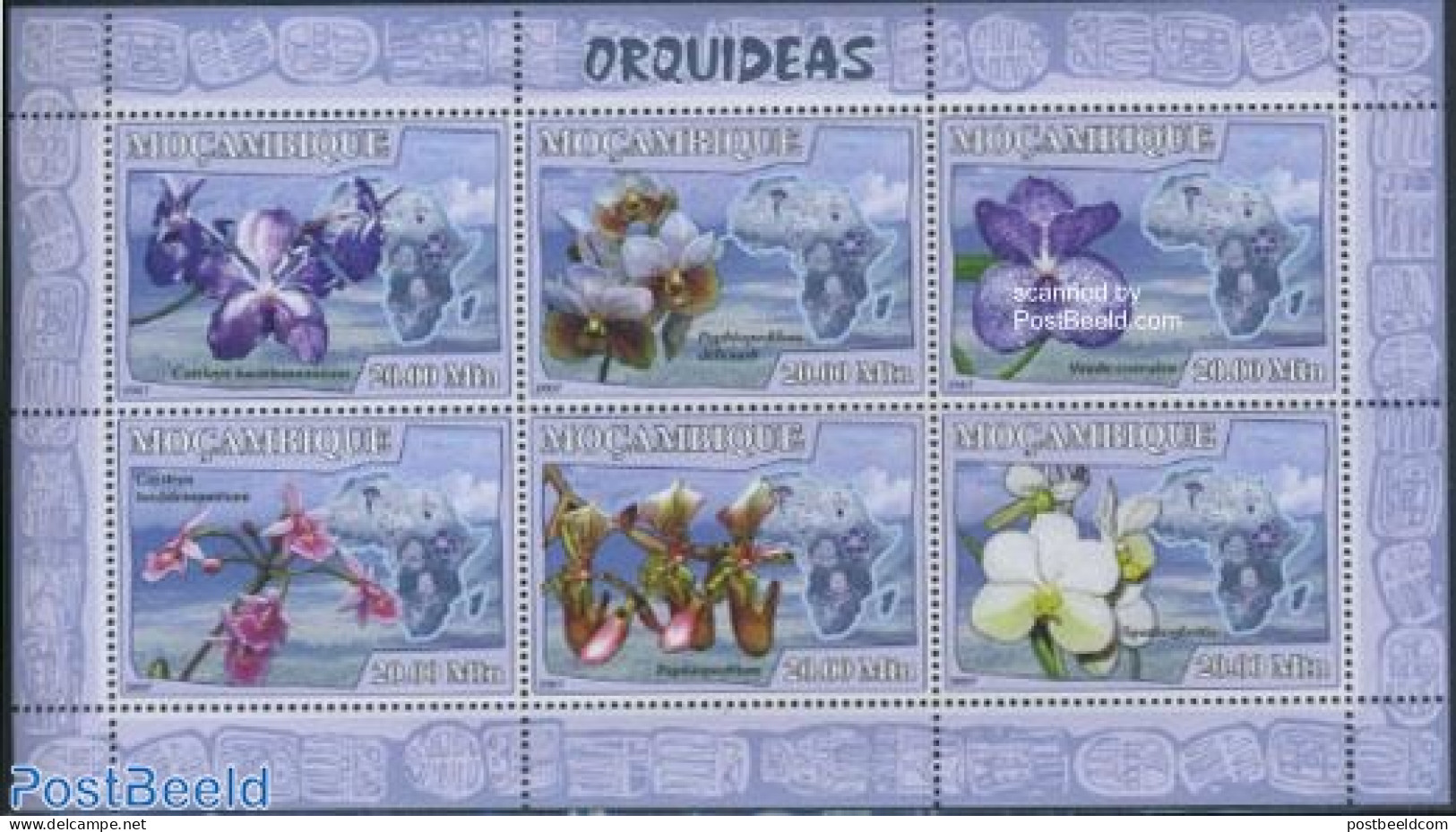 Mozambique 2007 Orchids 6v M/s, Mint NH, Nature - Flowers & Plants - Orchids - Mozambique