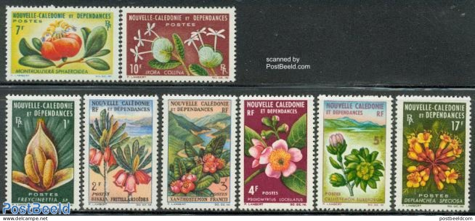 New Caledonia 1964 Flowers 8v, Mint NH, Nature - Flowers & Plants - Nuevos