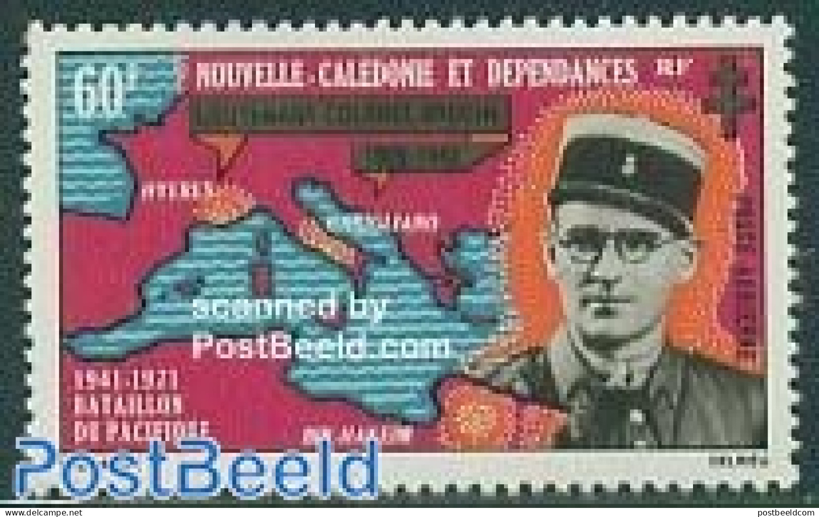 New Caledonia 1971 Pacific Bataillon 1v, Mint NH, History - Various - Militarism - Maps - Ungebraucht
