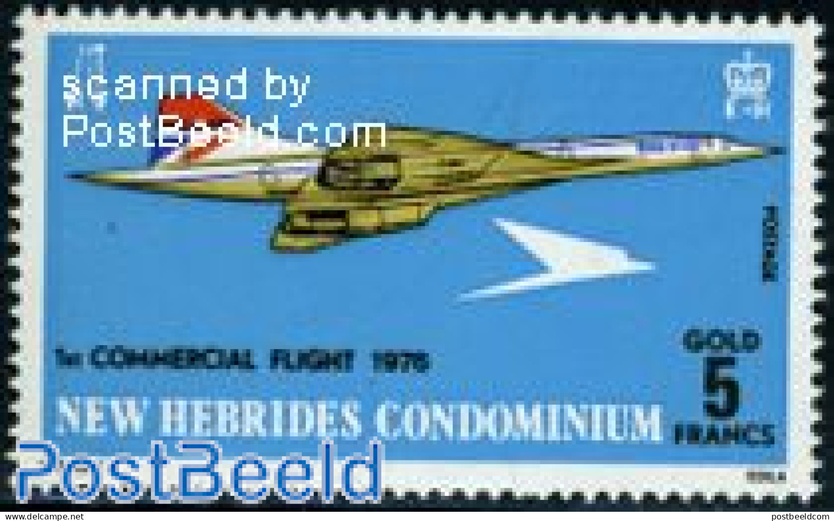 New Hebrides 1976 Concorde 1v F, Mint NH, Transport - Concorde - Aircraft & Aviation - Nuovi