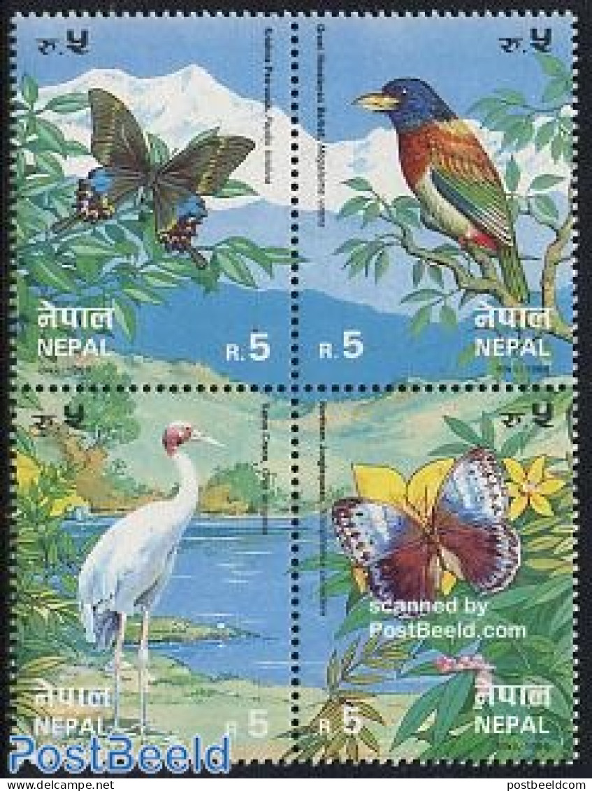 Nepal 1996 Butterflies/birds 4v [+], Mint NH, Nature - Birds - Butterflies - Nepal