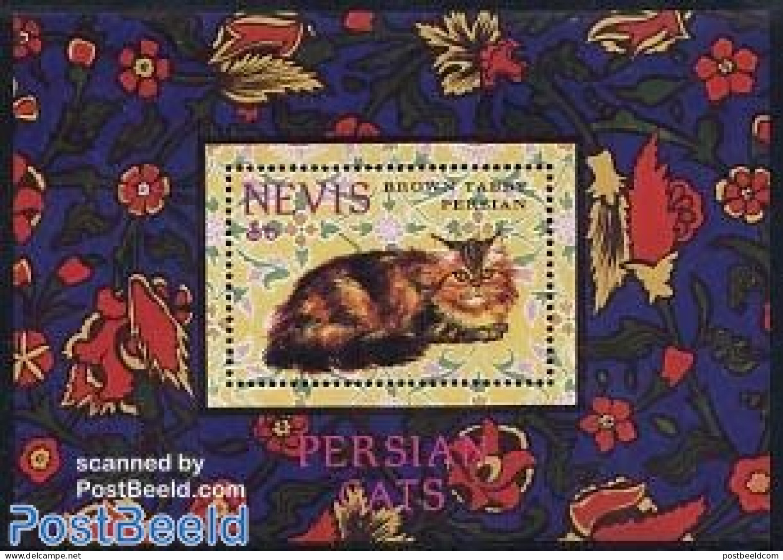 Nevis 1994 Persian Cat S/s, Mint NH, Nature - Cats - St.Kitts Und Nevis ( 1983-...)