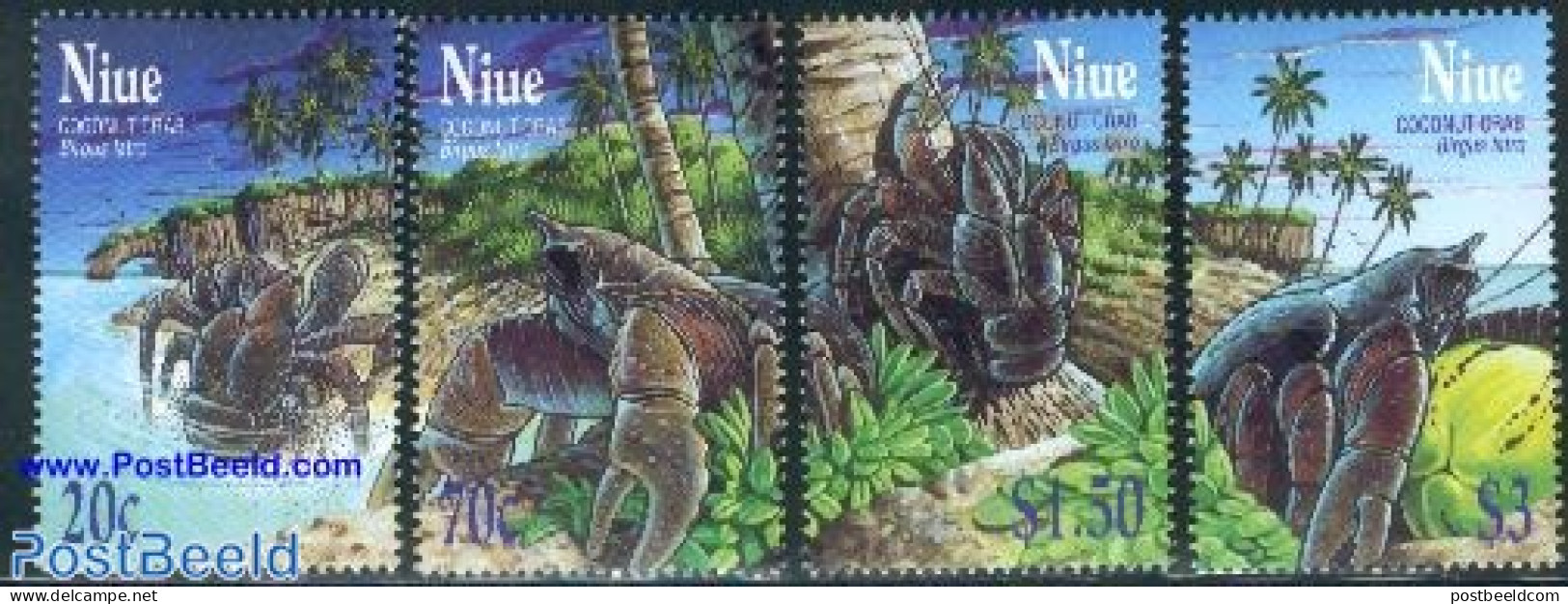 Niue 2001 Coconut Crab 4v, Mint NH, Nature - Shells & Crustaceans - Crabs And Lobsters - Meereswelt