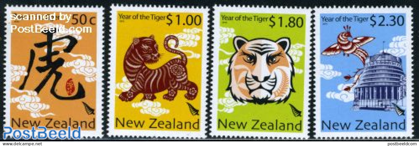 New Zealand 2010 Year Of The Tiger 4v, Mint NH, Nature - Various - Cat Family - New Year - Nuevos