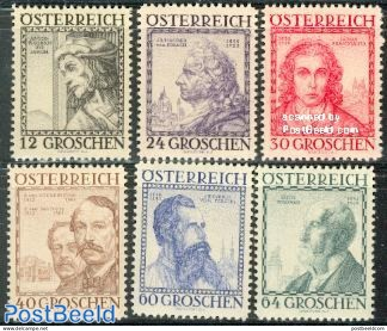 Austria 1934 Architects 6v, Mint NH, Art - Architects - Unused Stamps