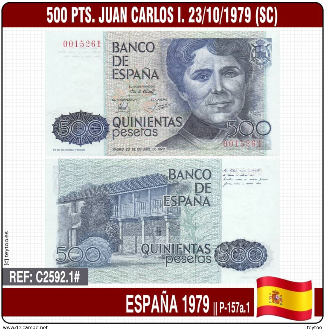 C2592.1# España 1979. 500 Pesetas. Juan Carlos I (SC) P-157a.1 - [ 4] 1975-… : Juan Carlos I
