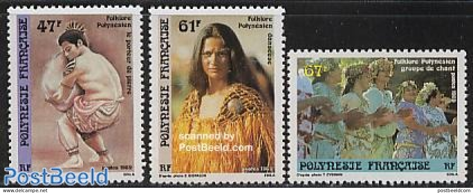 French Polynesia 1989 July Festival 3v, Mint NH, Various - Folklore - Neufs