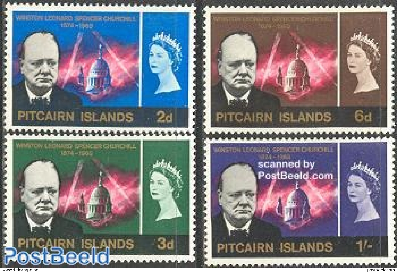 Pitcairn Islands 1966 Sir Winston Churchill 4v, Mint NH, History - Transport - Churchill - Fire Fighters & Prevention - Sir Winston Churchill