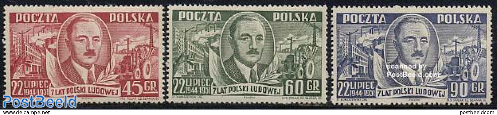 Poland 1951 Juli Manifest 3v, Mint NH - Ungebraucht