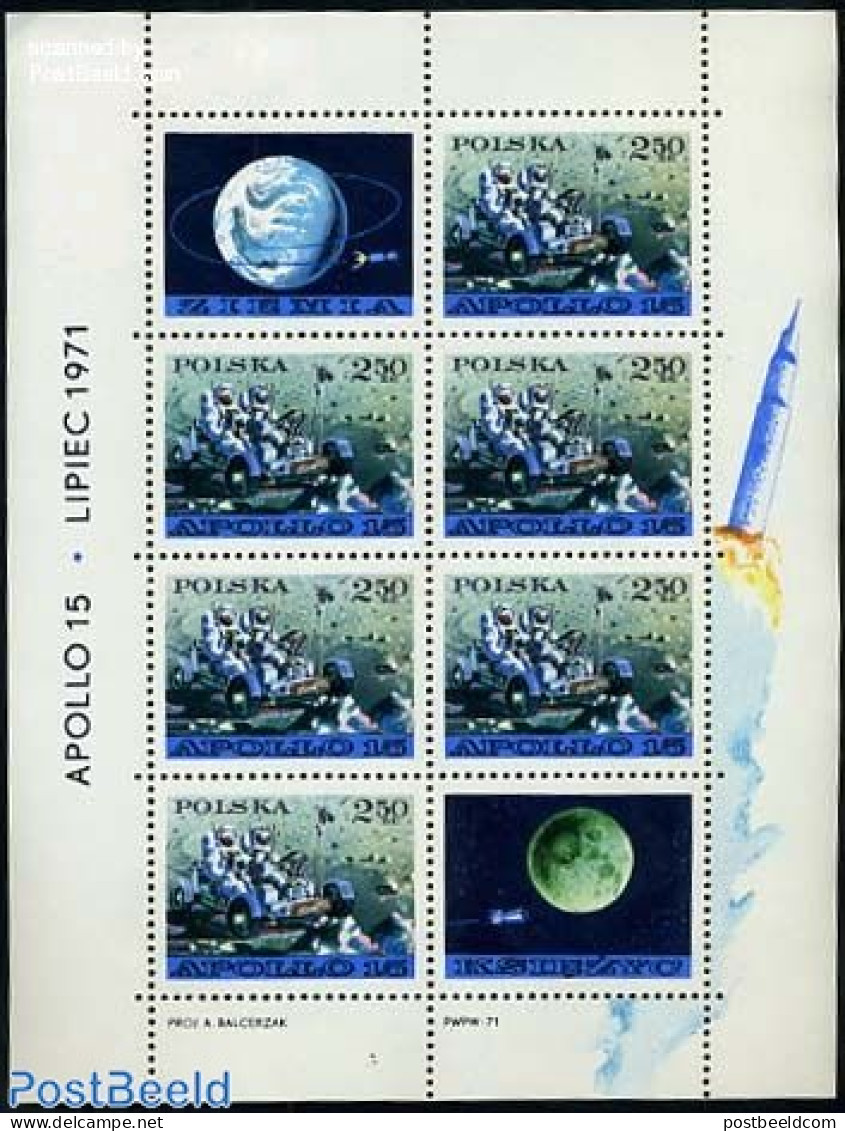 Poland 1971 Apollo 15 S/s, Mint NH, Transport - Space Exploration - Unused Stamps