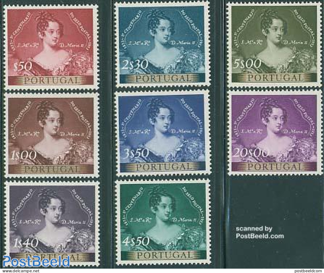 Portugal 1953 Portuguese Stamps Centenary 8v, Unused (hinged), History - Kings & Queens (Royalty) - 100 Years Stamps - Nuevos