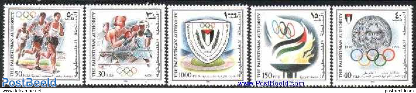 Palestinian Terr. 1996 Modern Olympics 5v, Mint NH, Sport - Athletics - Boxing - Olympic Games - Athletics