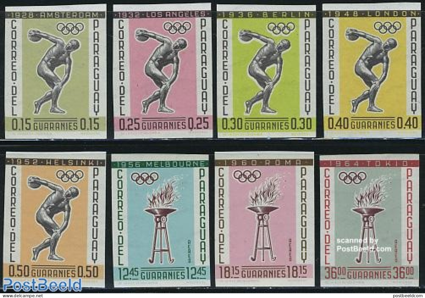 Paraguay 1962 Olympic History 8v Imperforated, Mint NH, Sport - Athletics - Olympic Games - Atletica