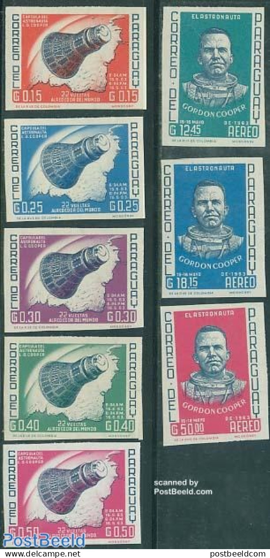 Paraguay 1963 Space Exploration 8v Imperforated, Mint NH, Transport - Various - Space Exploration - Maps - Geografía