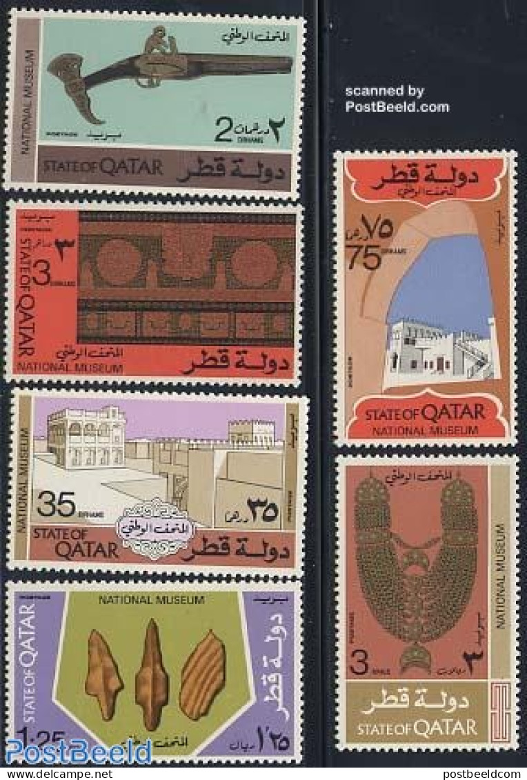 Qatar 1975 National Museum 6v, Mint NH, History - Various - Archaeology - Weapons - Art - Museums - Archeologie