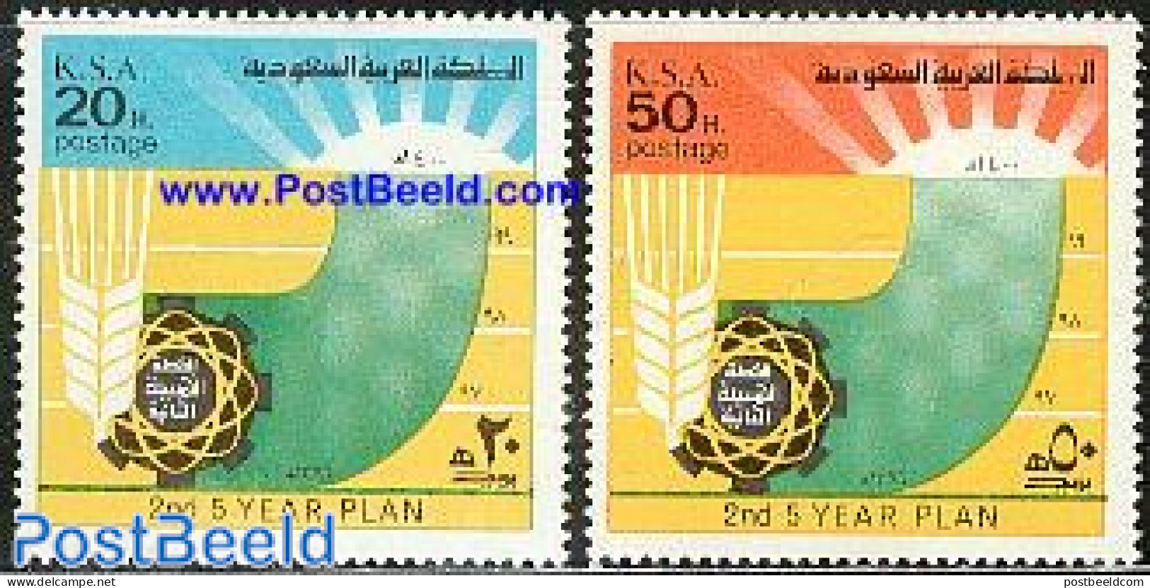 Saudi Arabia 1976 Five Years Plan 2v, Mint NH - Arabia Saudita