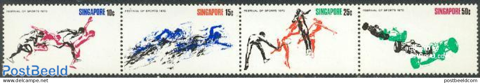 Singapore 1970 Festival Of Sports 4v [:::], Mint NH, Sport - Transport - Autosports - Badminton - Sport (other And Mix.. - Bádminton