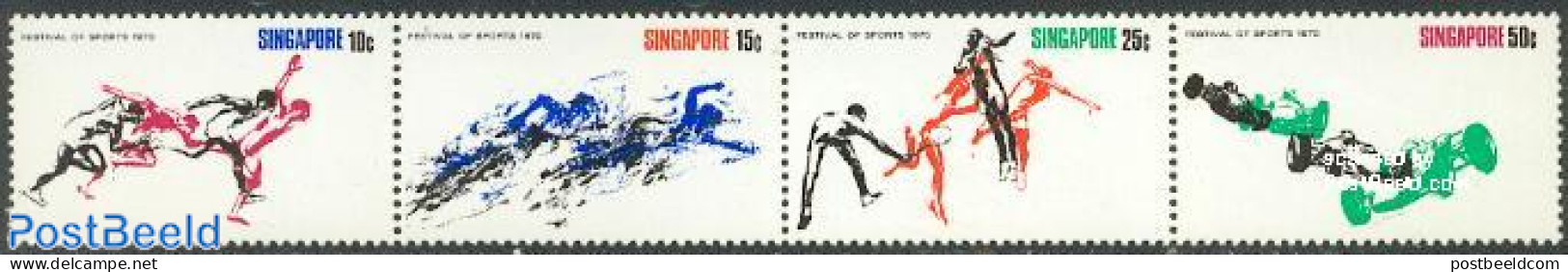 Singapore 1970 Festival Of Sports 4v [:::], Mint NH, Sport - Transport - Autosports - Badminton - Sport (other And Mix.. - Badminton