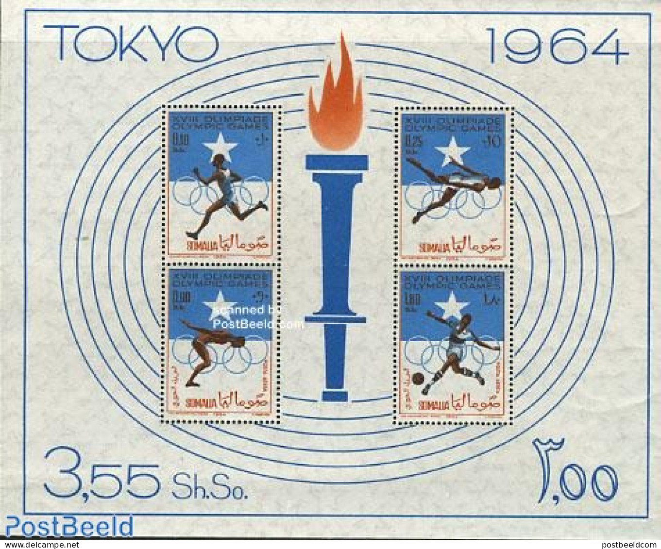Somalia 1964 Olympic Games Tokyo S/s, Mint NH, Sport - Athletics - Football - Olympic Games - Athletics