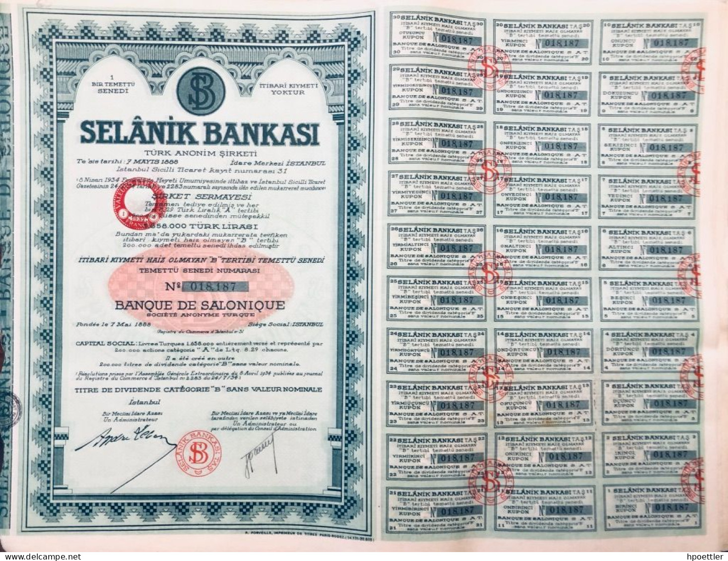 Turquie: Banque De Salonique -> Selanik Bankasi Action + Coupons - Banco & Caja De Ahorros